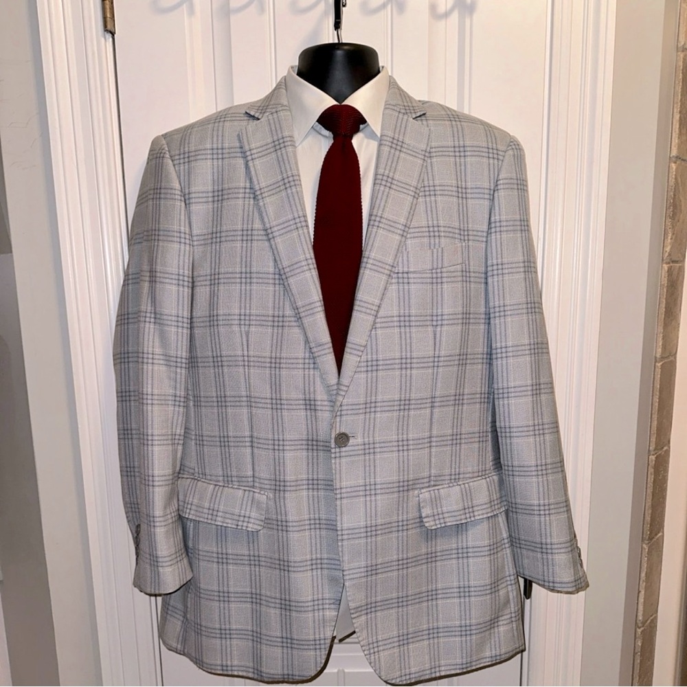 VTG 1980s Giorgio Fiorelli Blue Plaid Suit - 42 R